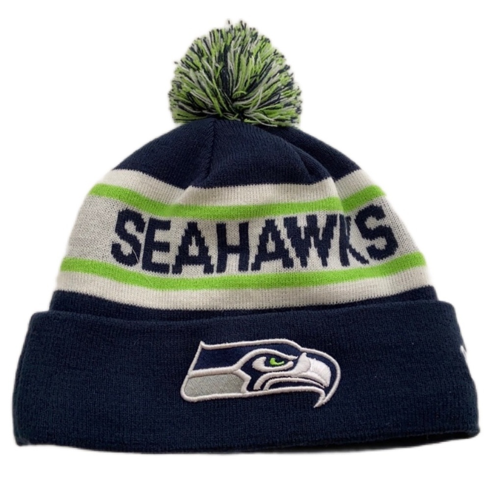 New Era Seattle Seahawks Winter Pom Hat NFL Washington Fleece Lined Unisex
